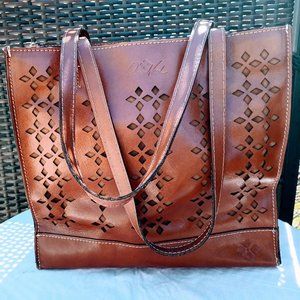 Patricia Nash Brown 100% Leather Cut Out Tote Bag